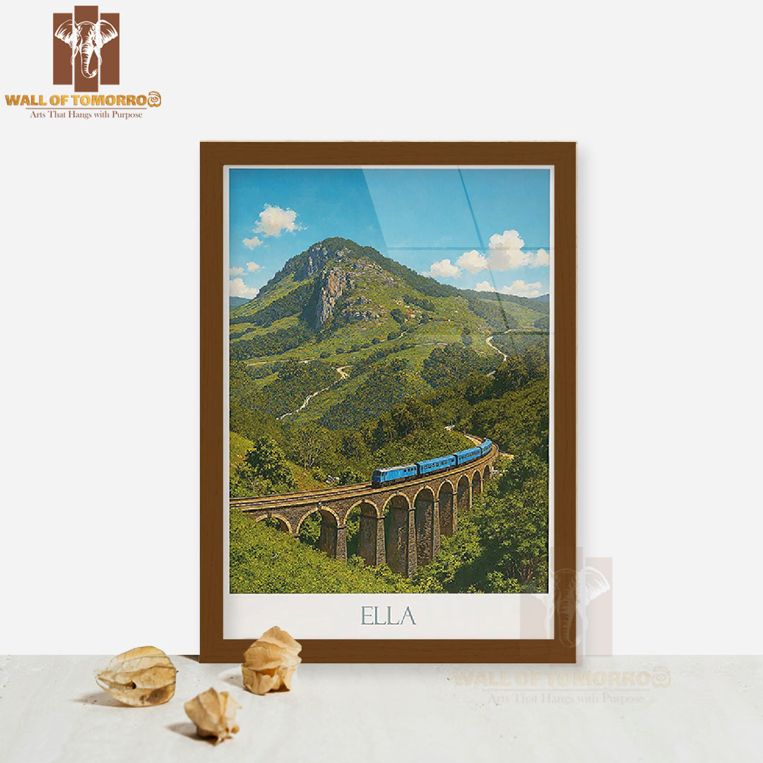 Ella Sri Lanka Travel, Nine Arch Bridge Train High Quality Glass Frame Wall Décor