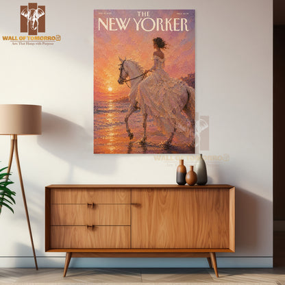 The New Yorker White Hose with Lady Animals High Quality Unframed Poster Print & Laminated Poster Print Wall Décor in Sri Lanka