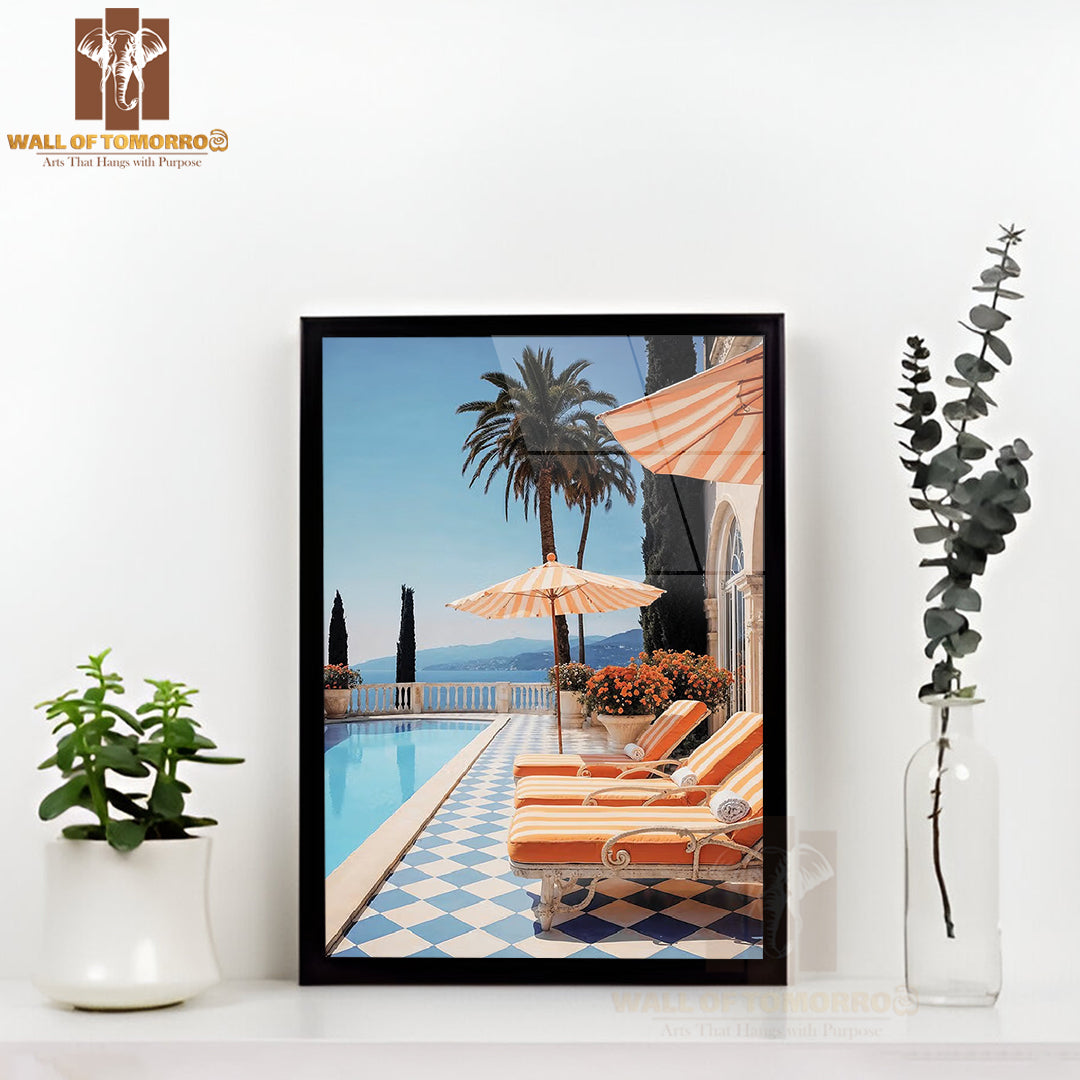 Amalfi Coast Setting High Quality Glass Frame Wall Décor