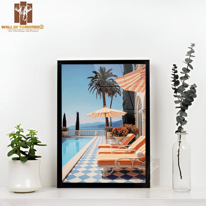Amalfi Coast Setting High Quality Glass Frame Wall Décor