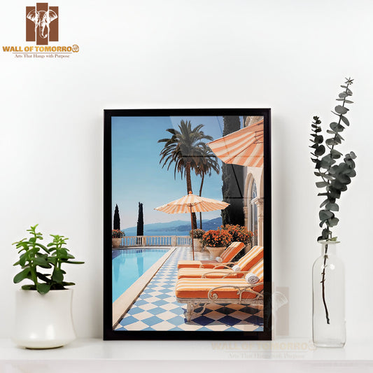 Amalfi Coast Setting High Quality Glass Frame Wall Décor