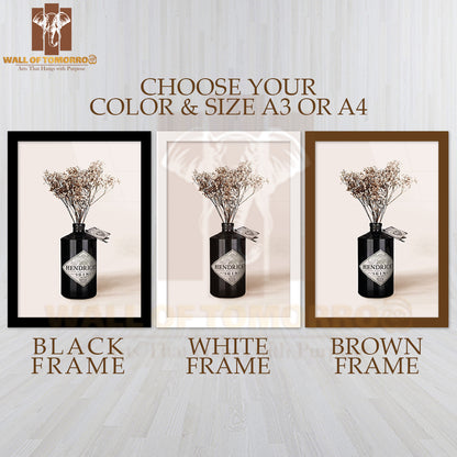 Dried Flowers Gin Bottle High Quality Glass Frame Wall Décor