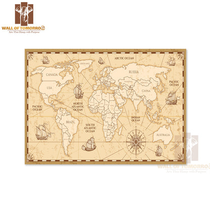 Antique World Map with Countries Educational High Quality Unframed Poster Print & Waterproof Poster Print Wall Décor