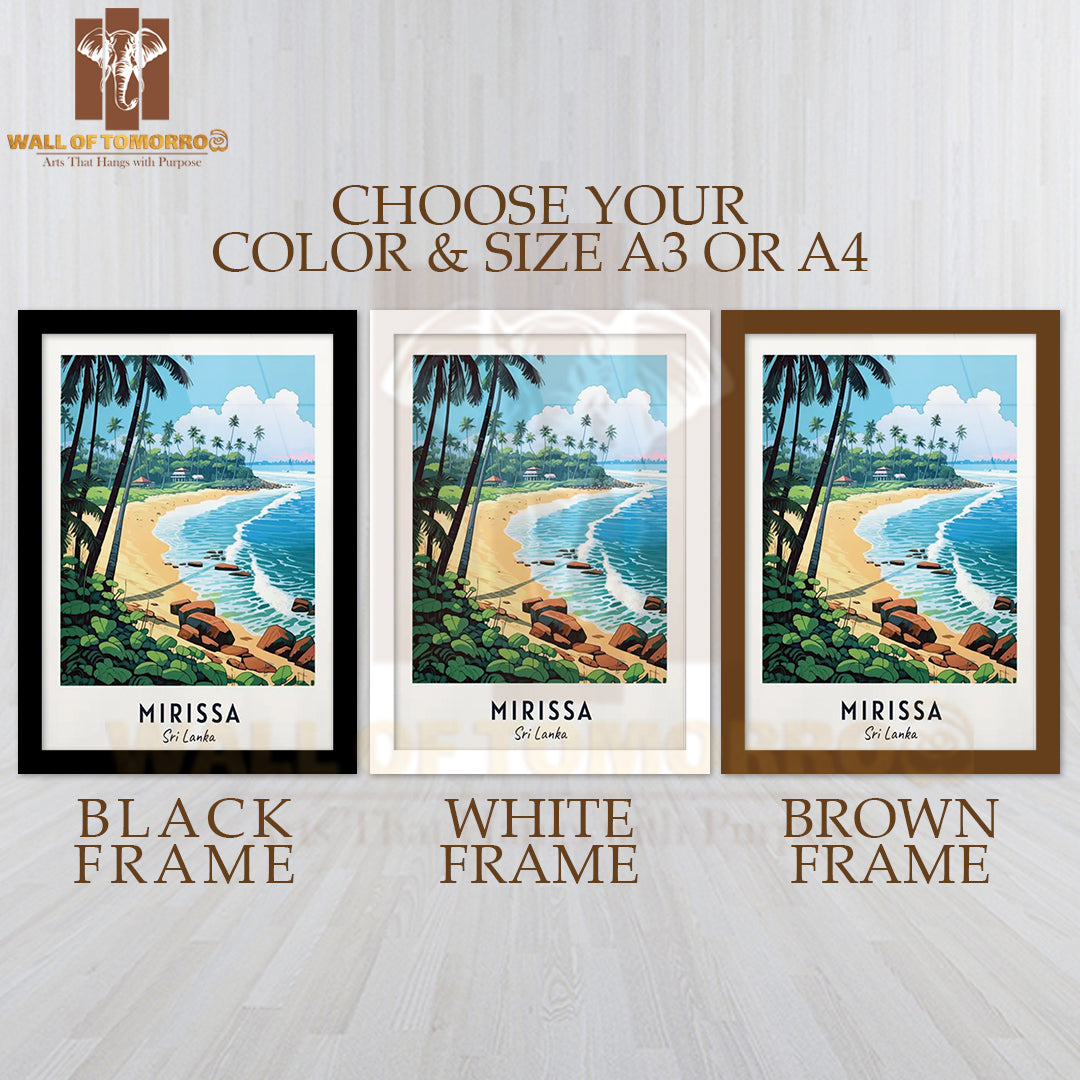 Mirissa Beach Travel Sri Lanka High Quality Glass Frame Wall Décor