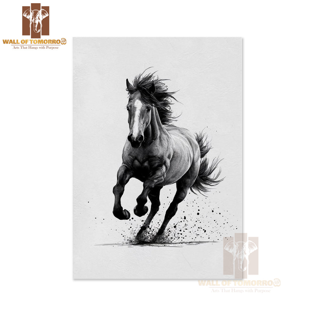 Black Horse Painting Animals High Quality Unframed Poster Print & Laminated Poster Print Wall Décor in Sri Lanka