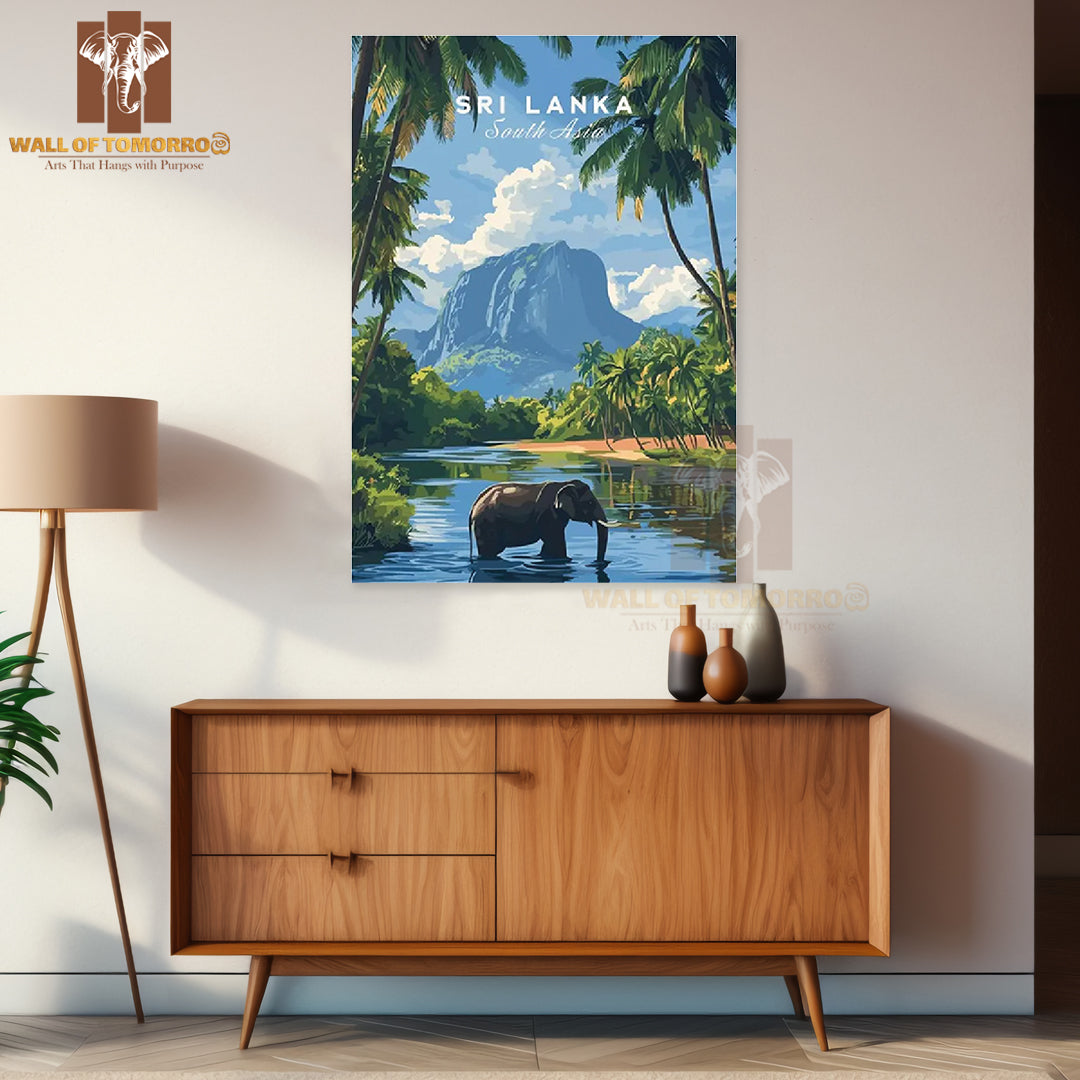 Elephant Mountain View, Sri Lanka Wild Life Travel High Quality Unframed Poster Print & Waterproof Poster Print Wall Décor