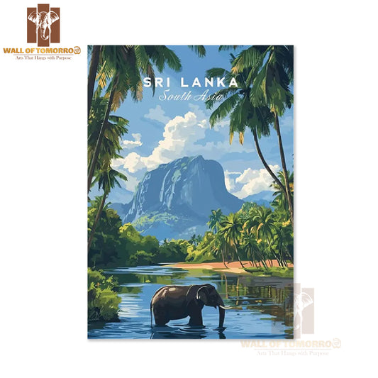 Elephant Mountain View, Sri Lanka Wild Life Travel High Quality Unframed Poster Print & Waterproof Poster Print Wall Décor
