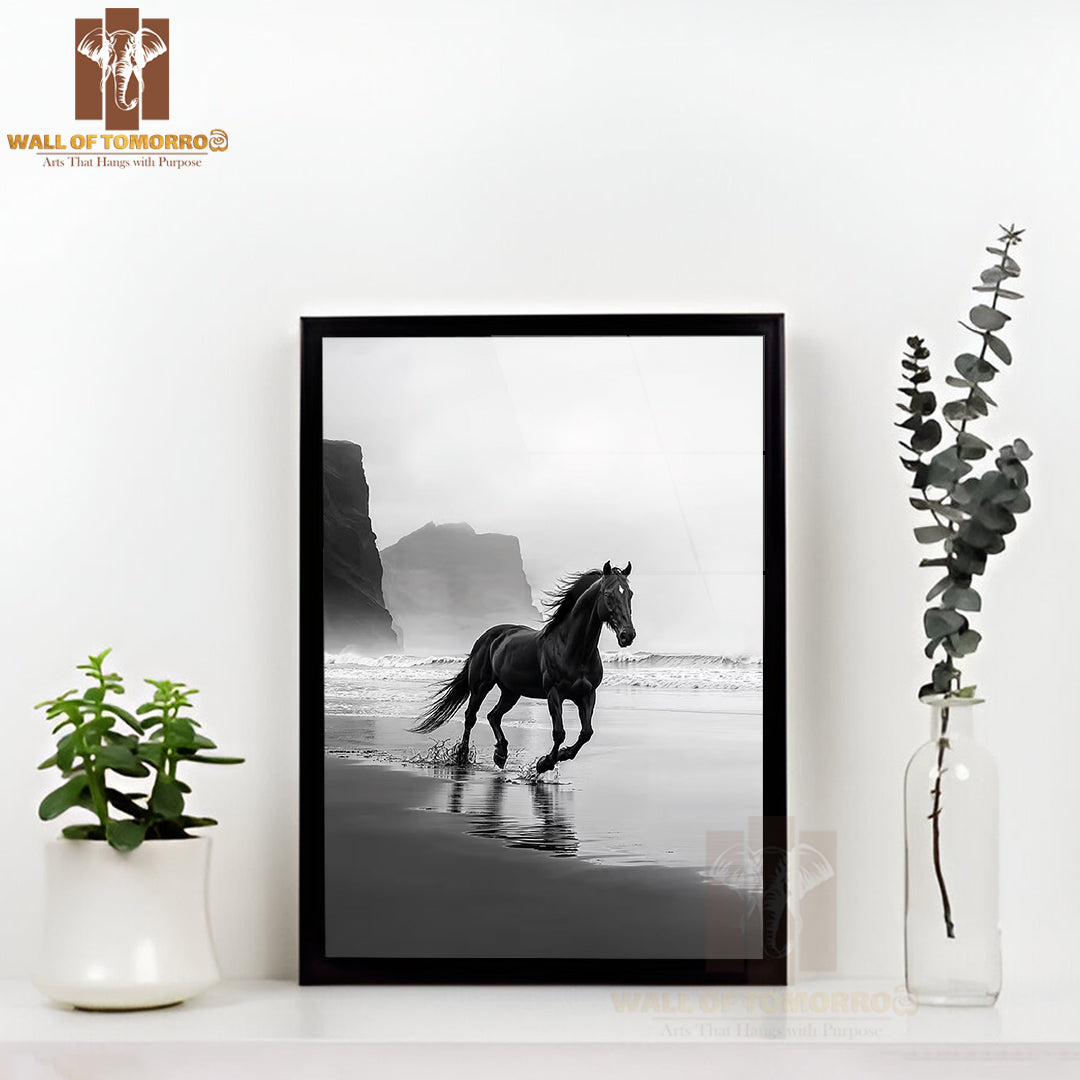 Gallop Of the Tide (Horse) High Quality Glass Frame Wall Décor