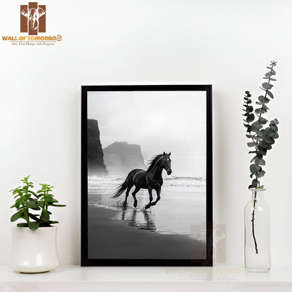 Gallop Of the Tide (Horse) High Quality Glass Frame Wall Décor