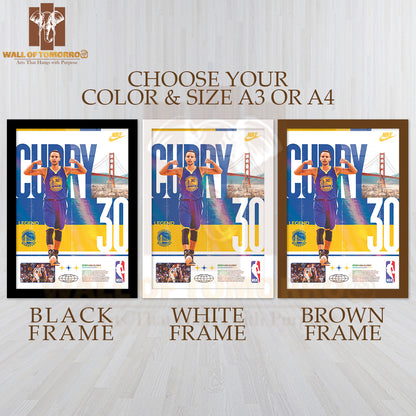 Famous Basketball Team Player Symbolizing His Legacy Sports High Quality Glass Frame Wall Décor