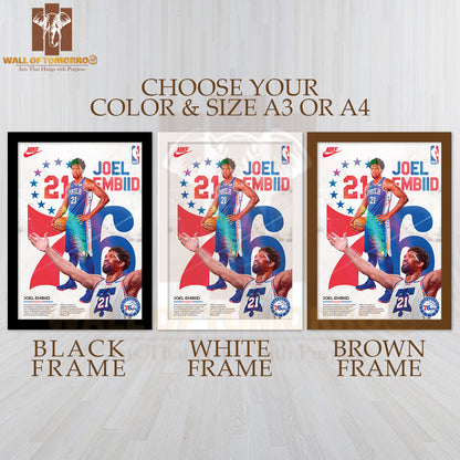 Famous Basketball Team Player During the Practice Sports High Quality Glass Frame Wall Décor