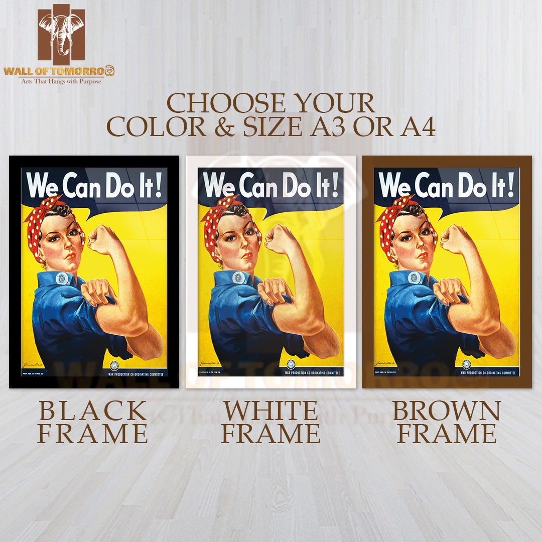 We Can Do It! Poster Featuring a Strong Woman High Quality Glass Frame Wall Décors in Sri Lanka