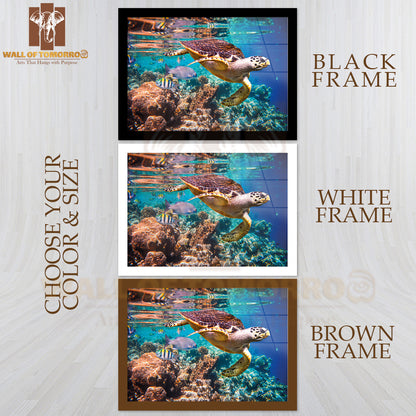 Sea Turtle Swimming Coral Reefs High Quality Unframed Poster Print & Waterproof Poster Print Wall Décor