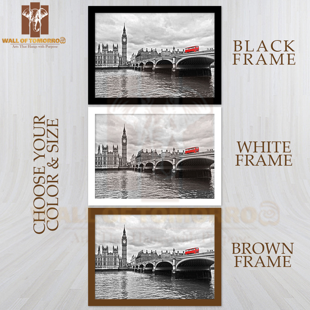 Red Bus on Westminster Bridge by the Houses of Parliament High Quality Unframed Poster Print & Waterproof Poster Print Wall Décor