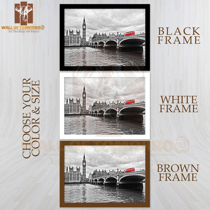 Red Bus on Westminster Bridge by the Houses of Parliament High Quality Unframed Poster Print & Waterproof Poster Print Wall Décor