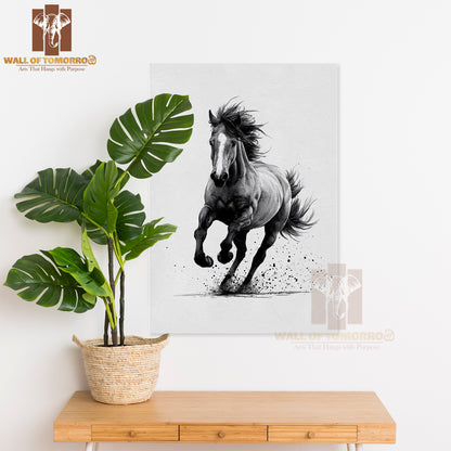 Black Horse Painting Animals High Quality Unframed Poster Print & Laminated Poster Print Wall Décor in Sri Lanka