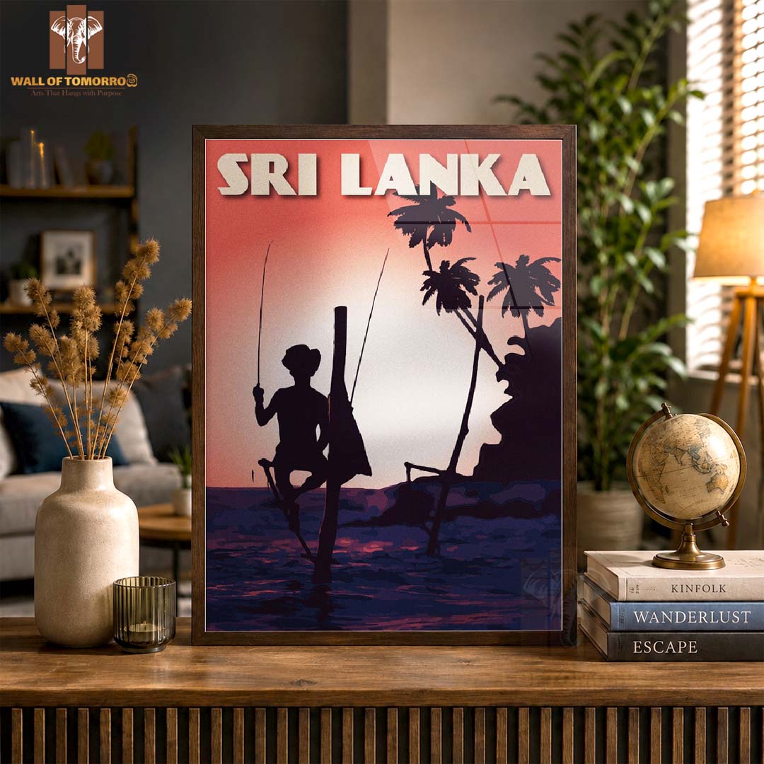 Sri Lanka Travel The Fisherman High Quality Glass Frame Wall Décor