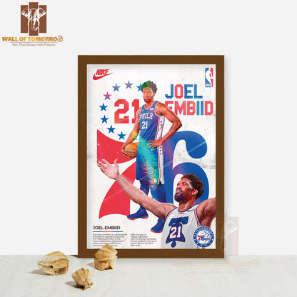 Famous Basketball Team Player During the Practice Sports High Quality Glass Frame Wall Décor