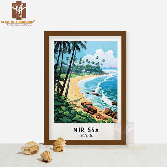 Mirissa Beach Travel Sri Lanka High Quality Glass Frame Wall Décor