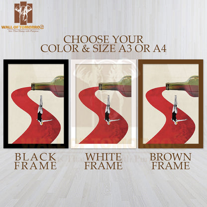 Diver In Wine River High Quality Glass Frame Wall Décor