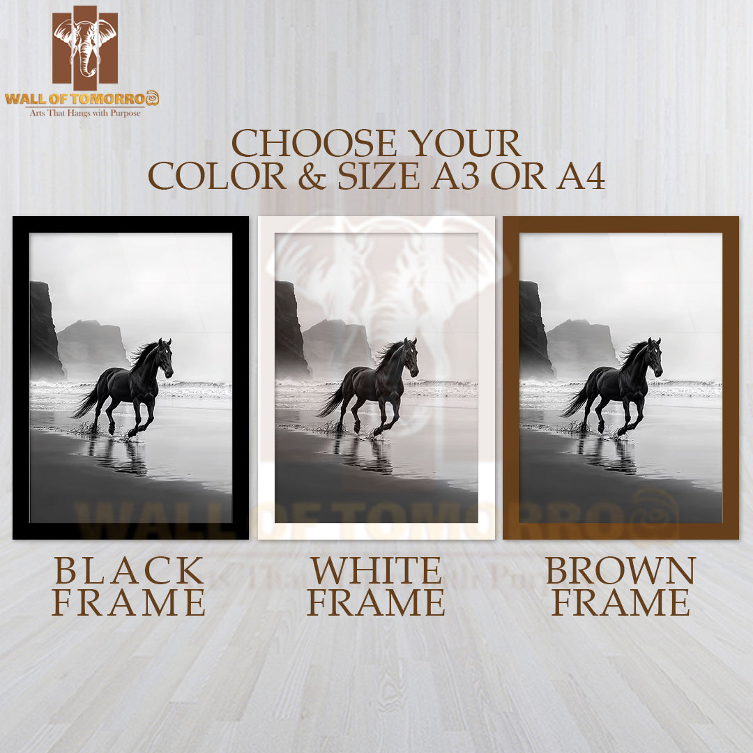 Gallop Of the Tide (Horse) High Quality Glass Frame Wall Décor
