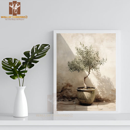 Olive Tree Mediterranean High Quality Glass Frame Wall Décor
