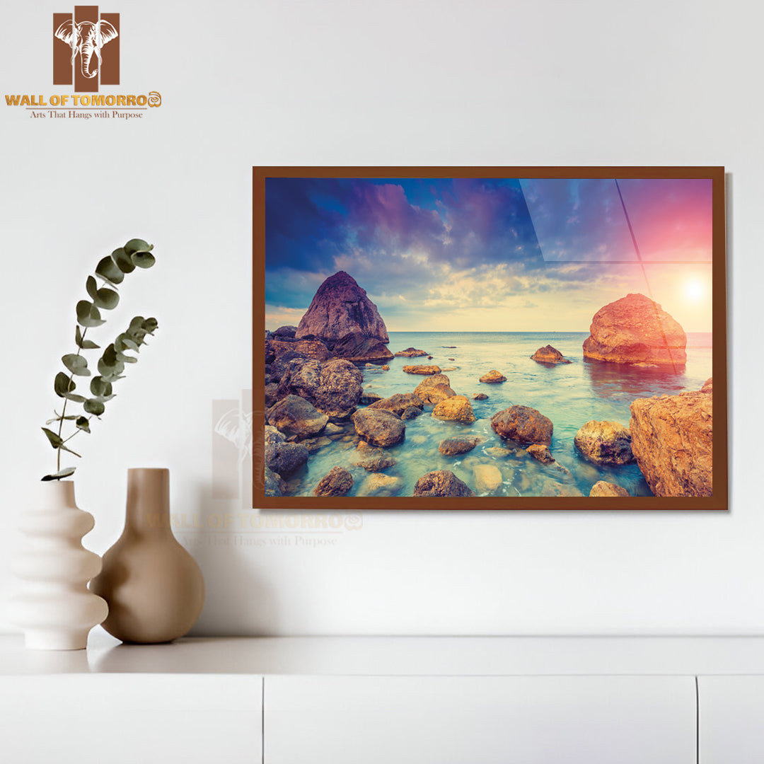 Fantastic Morning Blue Sea Glowing by Sunlight High Quality Unframed Poster Print & Waterproof Poster Print Wall Décor