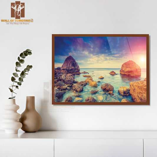 Fantastic Morning Blue Sea Glowing by Sunlight High Quality Unframed Poster Print & Waterproof Poster Print Wall Décor