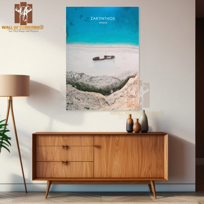 Boat Is Sitting on A Beach Near the Water High Quality Unframed Poster Print & Waterproof Poster Print Wall Décor