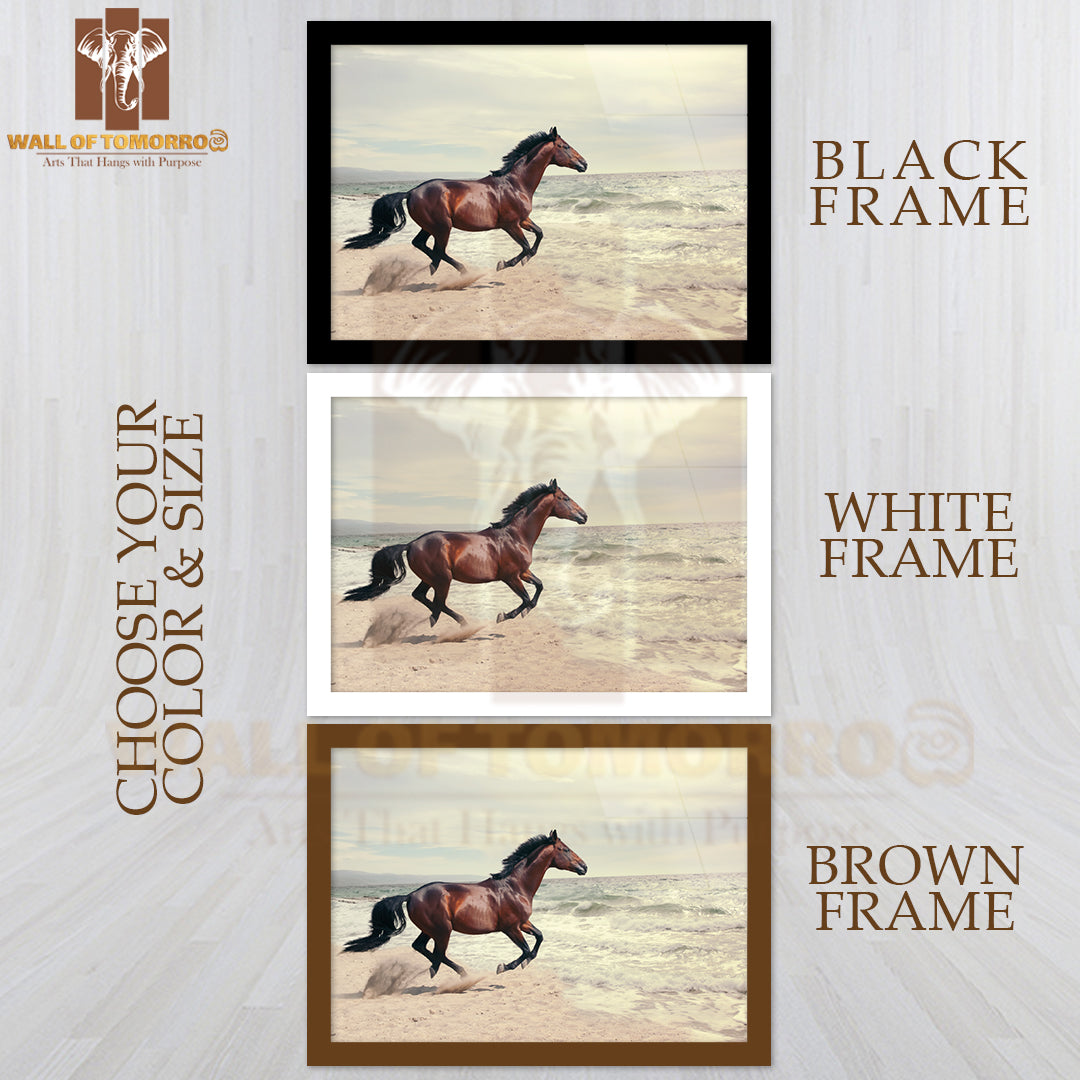 Wonderful Marine Landscape with Beautiful Bay Horse High Quality Unframed Poster Print & Waterproof Poster Print Wall Décor