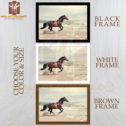 Wonderful Marine Landscape with Beautiful Bay Horse High Quality Unframed Poster Print & Waterproof Poster Print Wall Décor