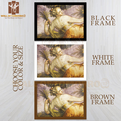 Old Fresco with Beautiful Woman High Quality Glass Frame Wall Décor