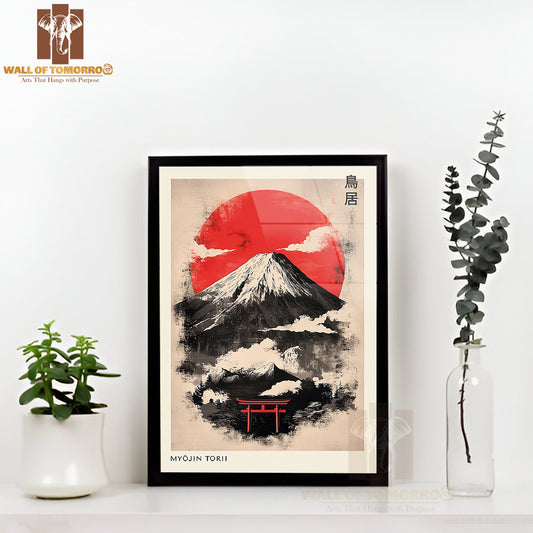 Myojin Torii Japandi Art High Quality Glass Frame Wall Décor