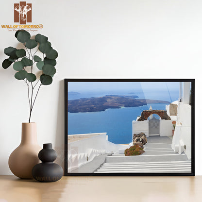 View Of Volcano Caldera with Stairs, Santorini Island, Greece High Quality Unframed Poster Print & Waterproof Poster Print Wall Décor