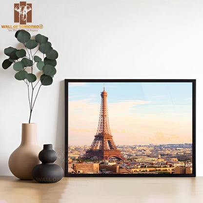 Cityscape With Eiffel Tower in The Light of Sunset High Quality Unframed Poster Print & Waterproof Poster Print Wall Décor