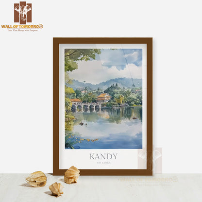 Kandy Sri Lanka Watercolor High Quality Glass Frame Wall Décor