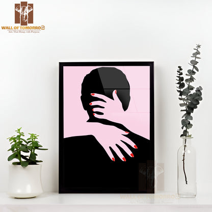 Man With Red Nails and Pink Hands Embraces a Woman High Quality Glass Frame Wall Décors in Sri Lanka
