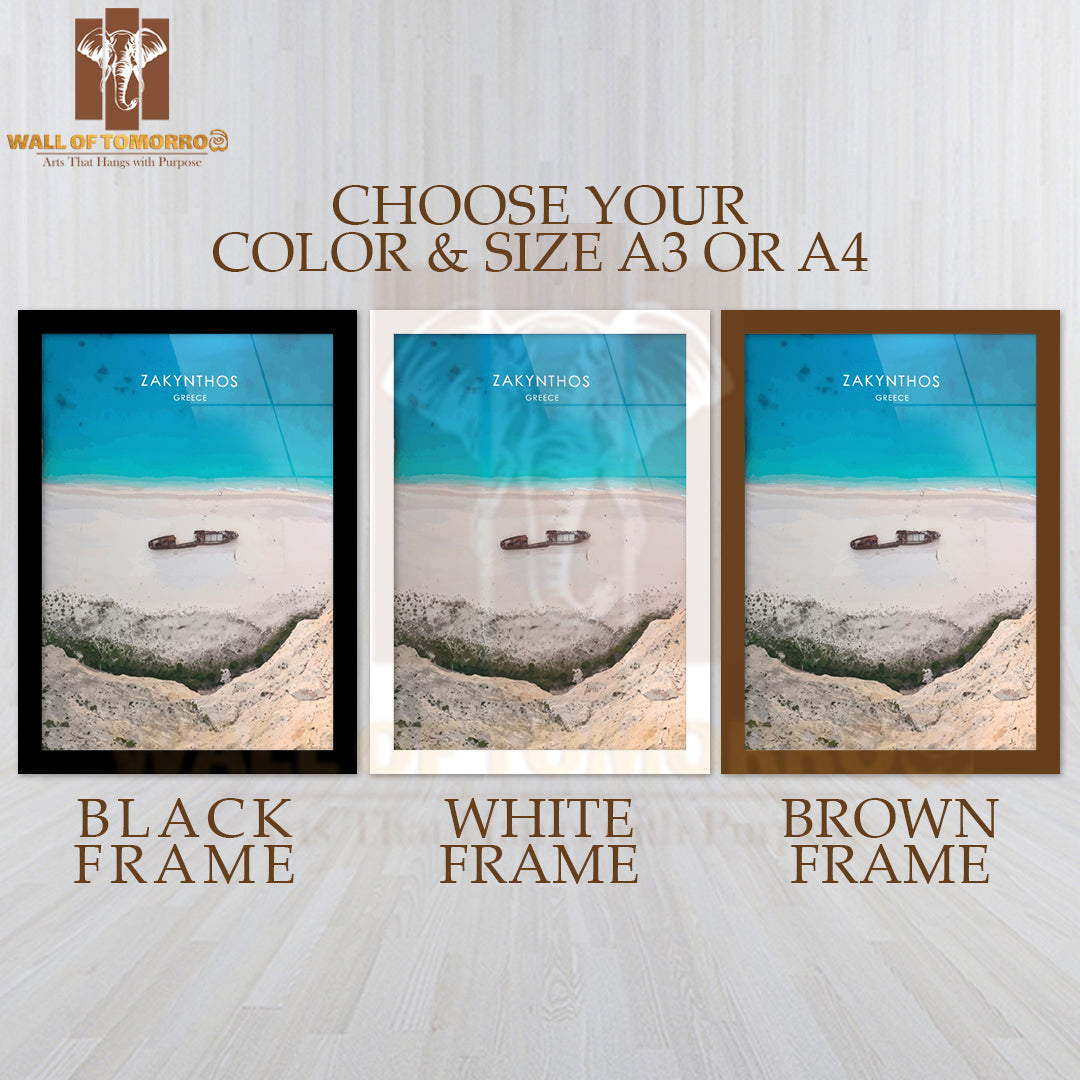 Boat Is Sitting on A Beach Near the Water High Quality Glass Frame Wall Décor