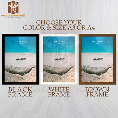 Boat Is Sitting on A Beach Near the Water High Quality Glass Frame Wall Décor