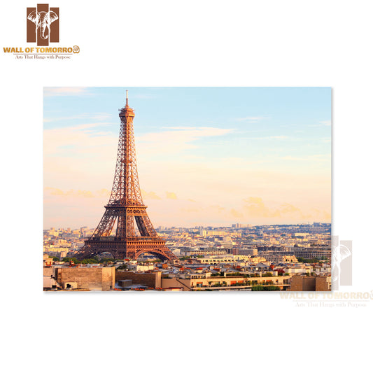 Cityscape With Eiffel Tower in The Light of Sunset High Quality Unframed Poster Print & Waterproof Poster Print Wall Décor