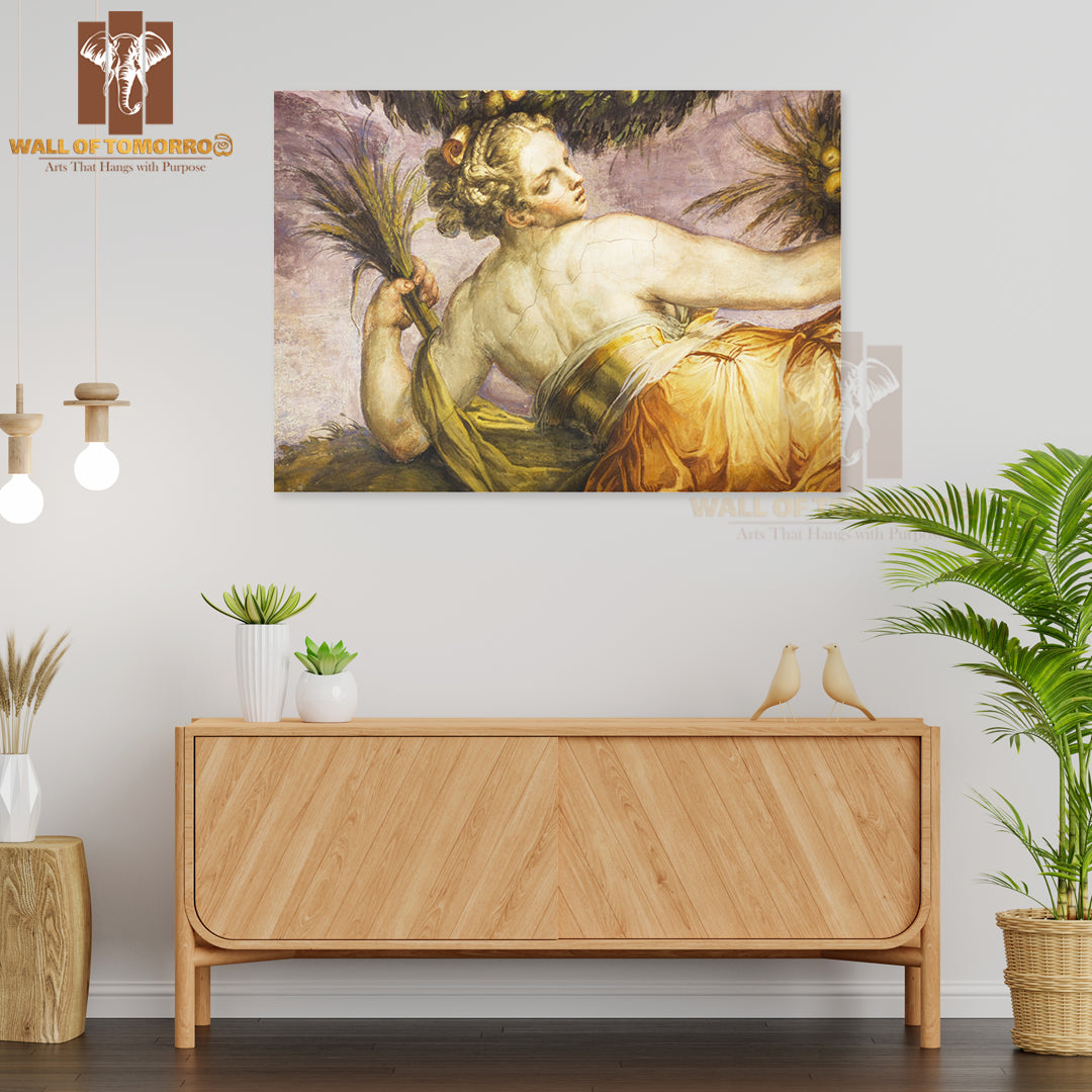 Old Fresco with Beautiful Woman High Quality Unframed Poster Print & Waterproof Poster Print Wall Décor