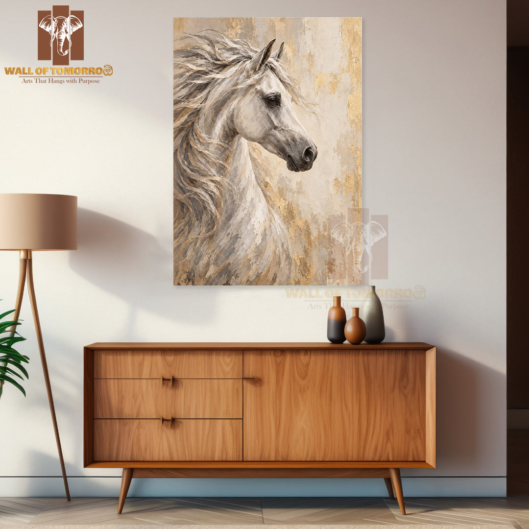 White Horse Painting Animals High Quality Unframed Poster Print & Laminated Poster Print Wall Décor in Sri Lanka