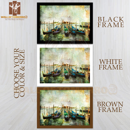 Gondolas Beautiful Venetian Picture High Quality Glass Frame Wall Décor