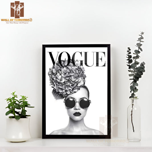 Vogue Lady B&W Fashion High Quality Glass Frame Wall Décor