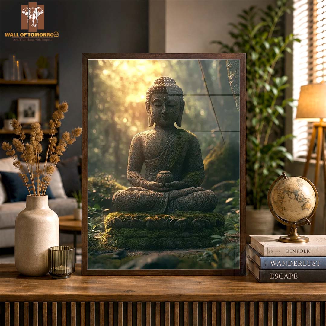 Sri Lankan Buddha Statue High Quality Glass Frame Wall Décor