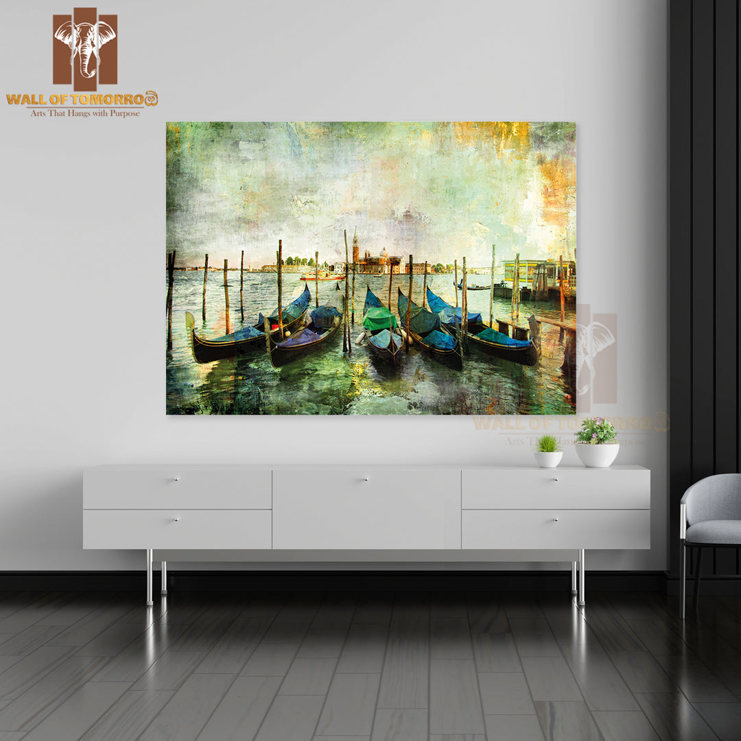 Gondolas Beautiful Venetian Picture High Quality Unframed Poster Print & Waterproof Poster Print Wall Décor