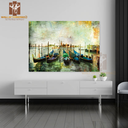 Gondolas Beautiful Venetian Picture High Quality Unframed Poster Print & Waterproof Poster Print Wall Décor