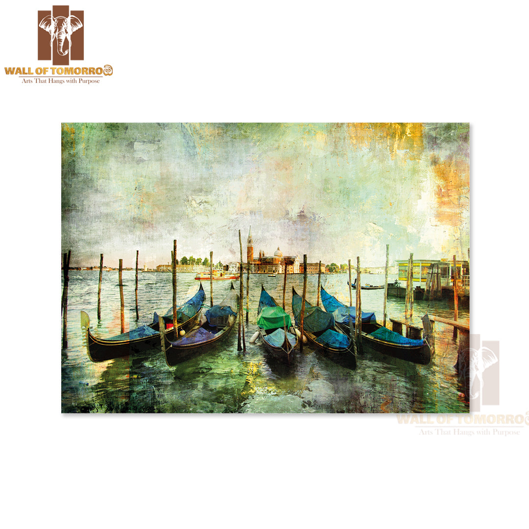 Gondolas Beautiful Venetian Picture High Quality Unframed Poster Print & Waterproof Poster Print Wall Décor