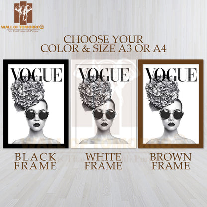 Vogue Lady B&W Fashion High Quality Glass Frame Wall Décor