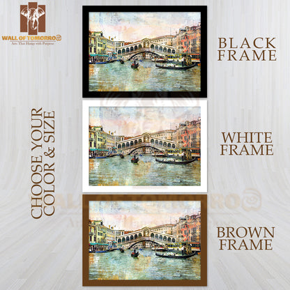 Rialto Bridge Venetian Picture High Quality Glass Frame Wall Décor